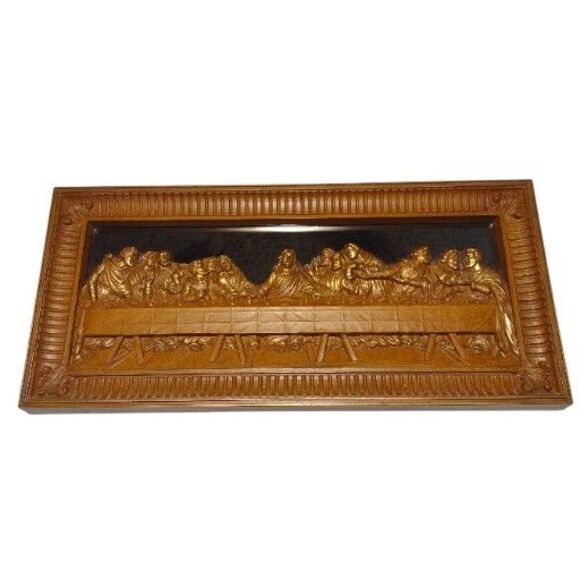 Vintage Homco The Lord's Last Supper Wall Plaque Mirror 10x21 Jesus & Disciples - Picture 1 of 11